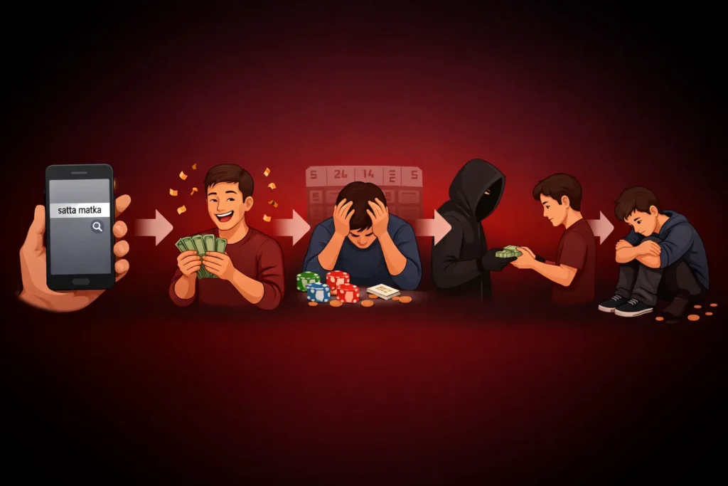 Satta Matka trap step by step how gamblers lose money flowchart