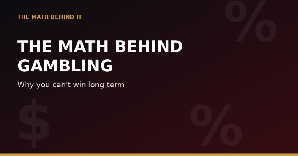 "Math behind gambling illustration showing house edge and odds symbols"